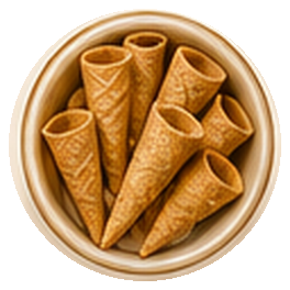 Tigela de mini cones e casquinhas crocantes